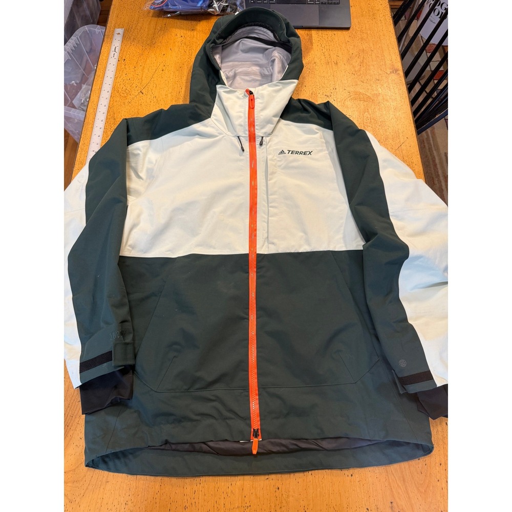 Adidas Terrex Size Large Ski Snowboard Jacket Green White 20k Waterproof HC7727
